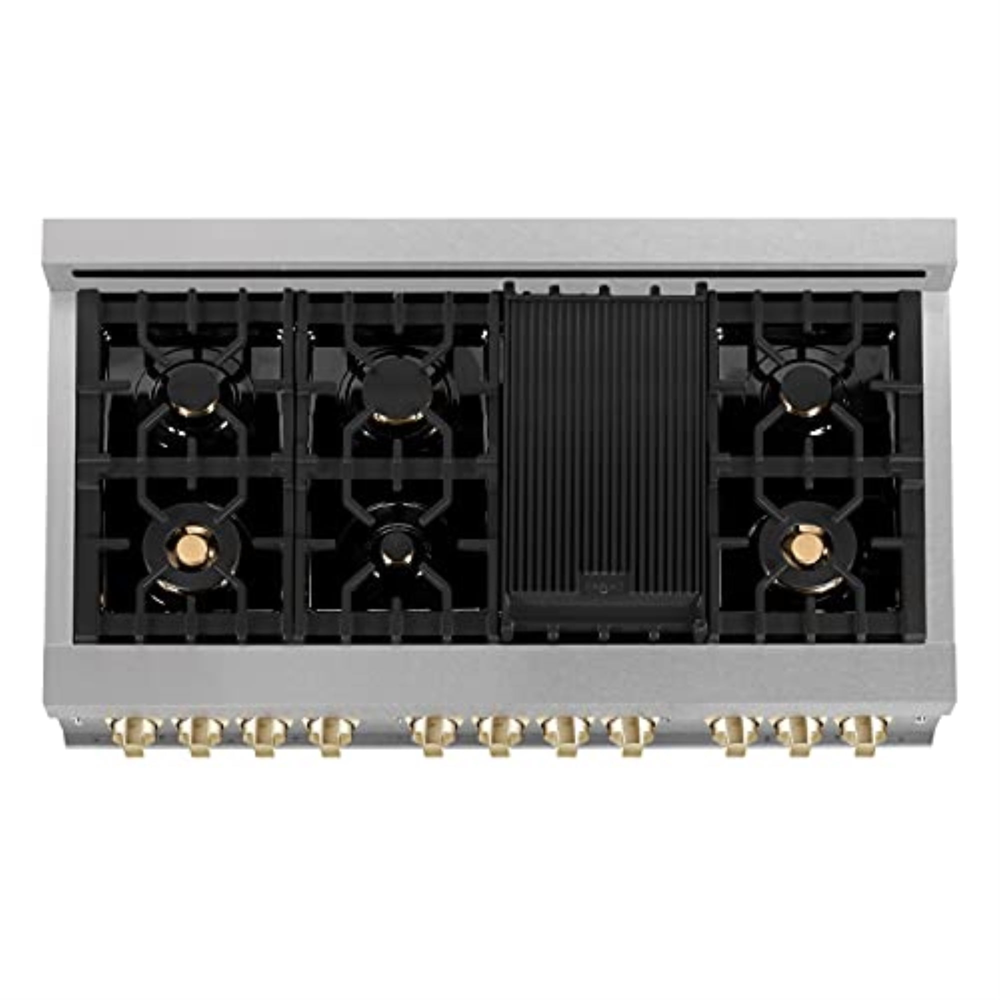 ZLINE 48 in. Autograph Edition Dual Fuel Range in DuraSnow Stainless Steel with White Matte Door and Gold Accents (RASZ-WM-48-G
