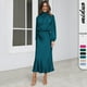 thumbnail image 5 of Vestido de primavera y otoño con diseño de sentido del diseño, vestido de manga larga con cuello halter, vestido de noche elegante de satén de alta sociedad, 5 of 6