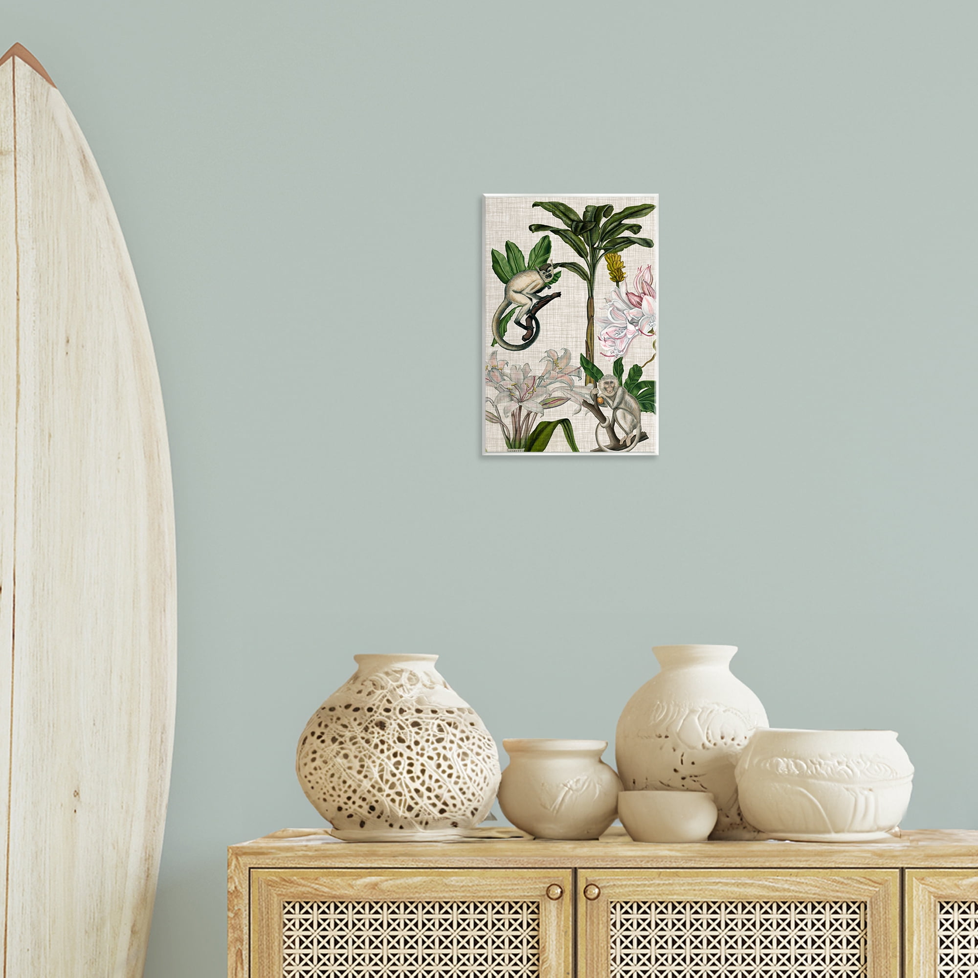Stupell Industries Vintage Monkey & Plants Plants & Flowers Painting Unframed Art Print Wall Art, 10 x 15