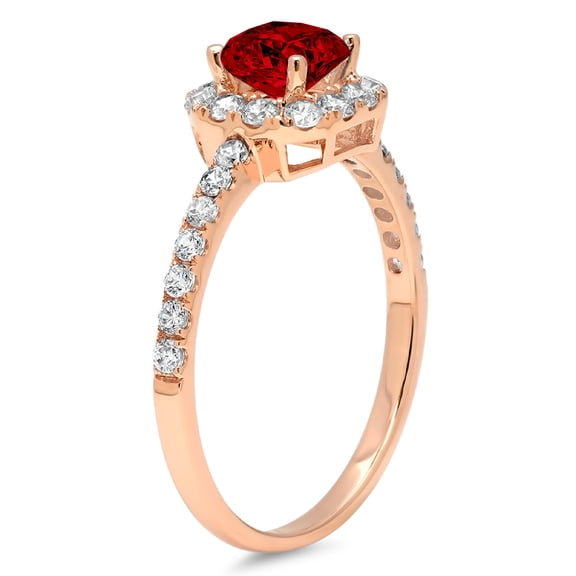 0.89 ct Princess Cut Natural Garnet Halo Engagement Ring for Women in 18K Rose Gold