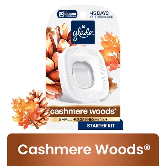 Glade® Small Room Freshener Starter Kit, Cashmere Woods, 1 Device 1 Refill, 0.25 fl oz