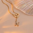 thumbnail image 4 of Heart Slip Chain Necklace For Women, 14k Gold Plated A-Z Initial Zirconia Inlaid Pendant Charm Choker Statement Gift Jewelry, 4 of 7