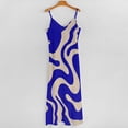 thumbnail image 5 of Abstract Blue Beige Swirl Art Sleeveless Dress Loose Women's Dress Dresses Luxury Evening Dresses, 5 of 9