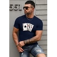 thumbnail image 2 of ABPHQTO Camiseta gráfica de manga corta con estampado de naipes para hombre de color azul, 2 of 5