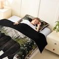 thumbnail image 3 of Manfei Winter Bear Twin Comforter Sets,Wild Woodland Print Bedding Set,Green,Black Reversible,2pcs,1 Comforter and 1 Pillowcase, 3 of 7