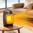 thumbnail image 5 of 1500W Eletric Heater with 3 Levels PTC Heating Modes, Small Portable Heater with 90°Oscillation, Overheat Protection and Tip-Over Switch for Bedroom, Dorm, Office, Black, 5 of 12