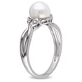 thumbnail image 4 of Everly Women's Cultured Pearl and Diamond 10k White Gold Ring, 4 of 6