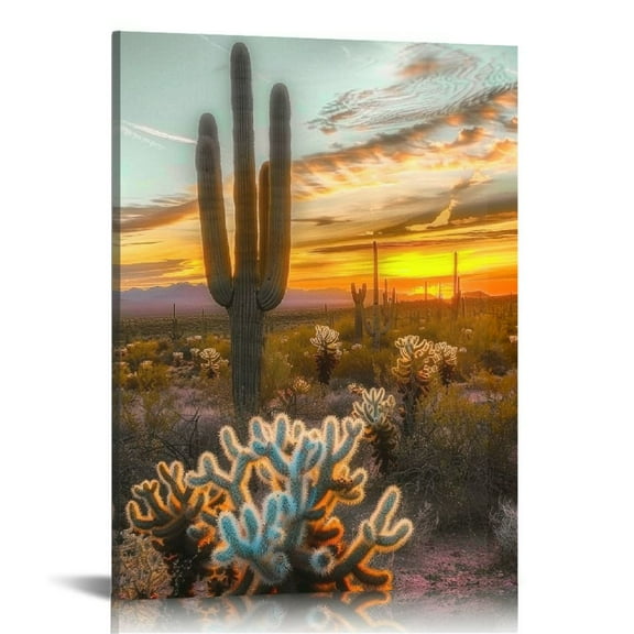 ONETECH  Arizona Canvas Wall Art Arizona Desert Landscape Picture Painting Southwest Cactus Canvas Print for Living Room Bedroom Decor 12x16 in