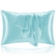 thumbnail image 1 of Funda de almohada de seda satinada para cabello y piel, juego de 2 fundas de almohada azules de tamaño estándar, funda de almohada súper suave con cierre de sobre (20 x 26 pulgadas), 1 of 5
