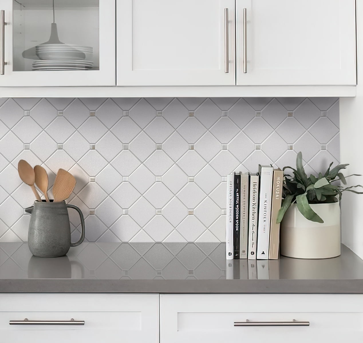 5 pack Pearl White 11.4-in. x 11.4-in. Polished Thassos and Shell Mosaic Floor and Wall Tile (5.28 sq. ft./Case)