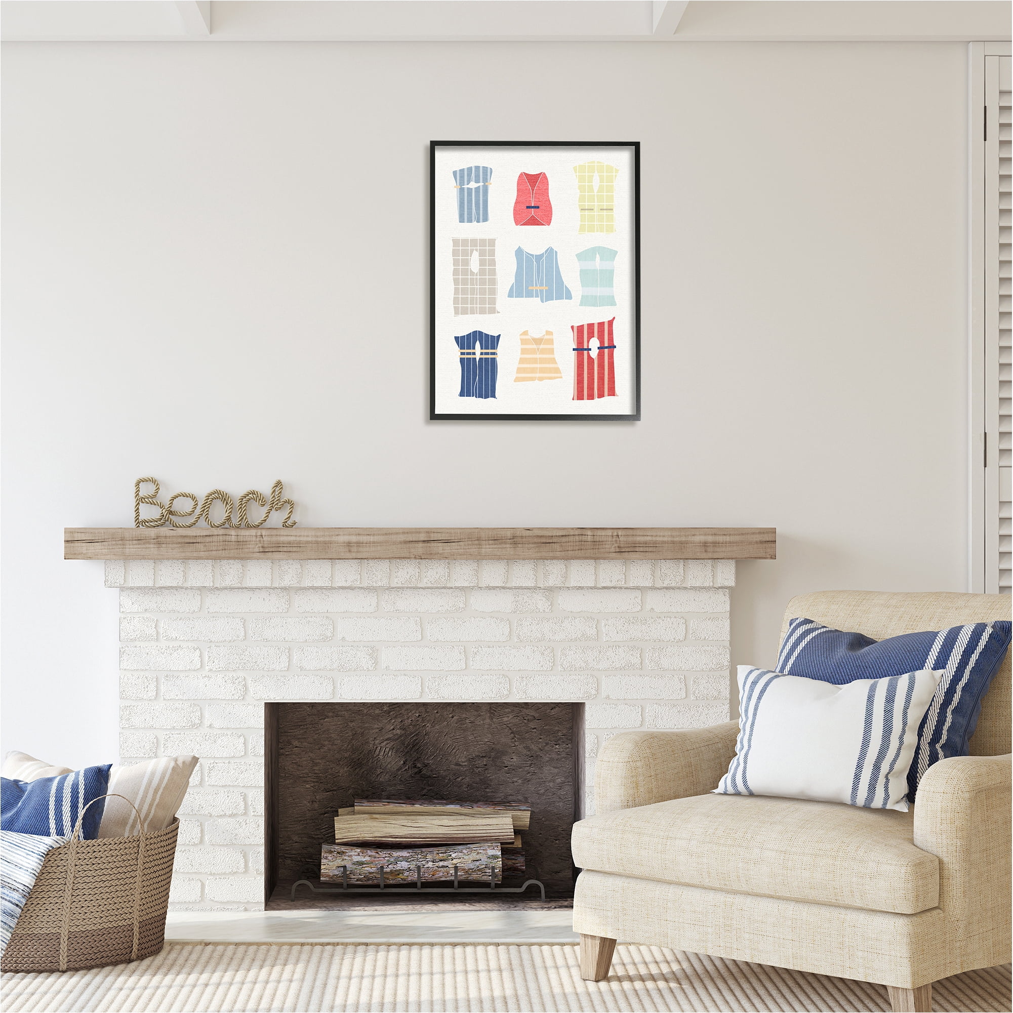 Stupell Industries Modern Life Jackets Beauty & Fashion Painting Black Framed Art Print Wall Art, 24 x 30