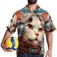 thumbnail image 4 of Retro Cat Men's Hawaiian Shirt, Short Sleeve Printed Button Down Beach Casual Tops, Summer Spread Collar Men's Shirts, 4 of 6