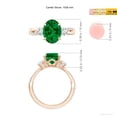 thumbnail image 5 of ANGARA Lab Grown 2.25 Ct Three Stone Oval Emerald & Diamond Engagement Ring for Women in 14K Rose Gold (Size-10x8mm) | May Birthstone, Anniversary, Jewelry Gift for Women | Lab-Grown Emerald Ring, 5 of 9