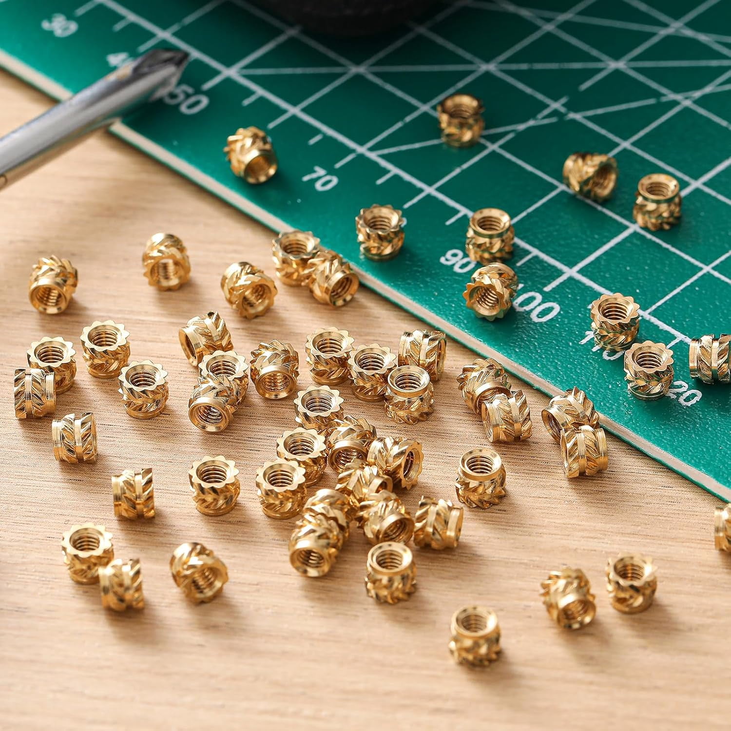 Yao Kang 300 pieces of 2.5 thread inserts 2.53.54 heat press inserts brass 3 print roll knurling metric nuts for plastic, 3 print components