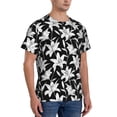 thumbnail image 2 of Bixox Men's Lilies Flowers Printed Short Sleeve Skinny Athletic T-Shirt, 2 of 6