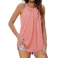 thumbnail image 1 of Playeras,Blusas y Tops,Ropa para Mujer Athletic camisetas sin mangas para las mujeres Mujeres verano sólido Tops plisado sin mangas camisetas sin mangas (Pink, XL), 1 of 7