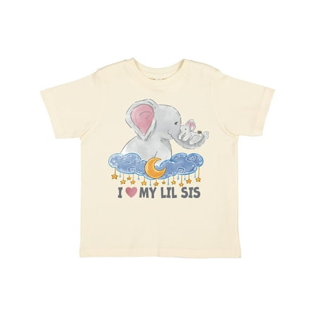 

Inktastic I Love My Lil Sis Cute Elephant Family with Moon and Stars Gift Toddler Boy or Toddler Girl T-Shirt