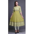 thumbnail image 2 of Bimba Yellow3 Ikat Ethnic Indian Ethnic Wear For Women Indian Kurtis Long Anarkali Kurta XX-Large, 2 of 5