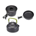 thumbnail image 2 of Utensilios de cocina al aire libre Camping Cocinar Pot Kit de utensilios de cocina Kit Portátil plegable Mango aislado Pan Mochilero Hervidor de agua Negro 3 piezas kenally OD003503-02B, 2 of 7
