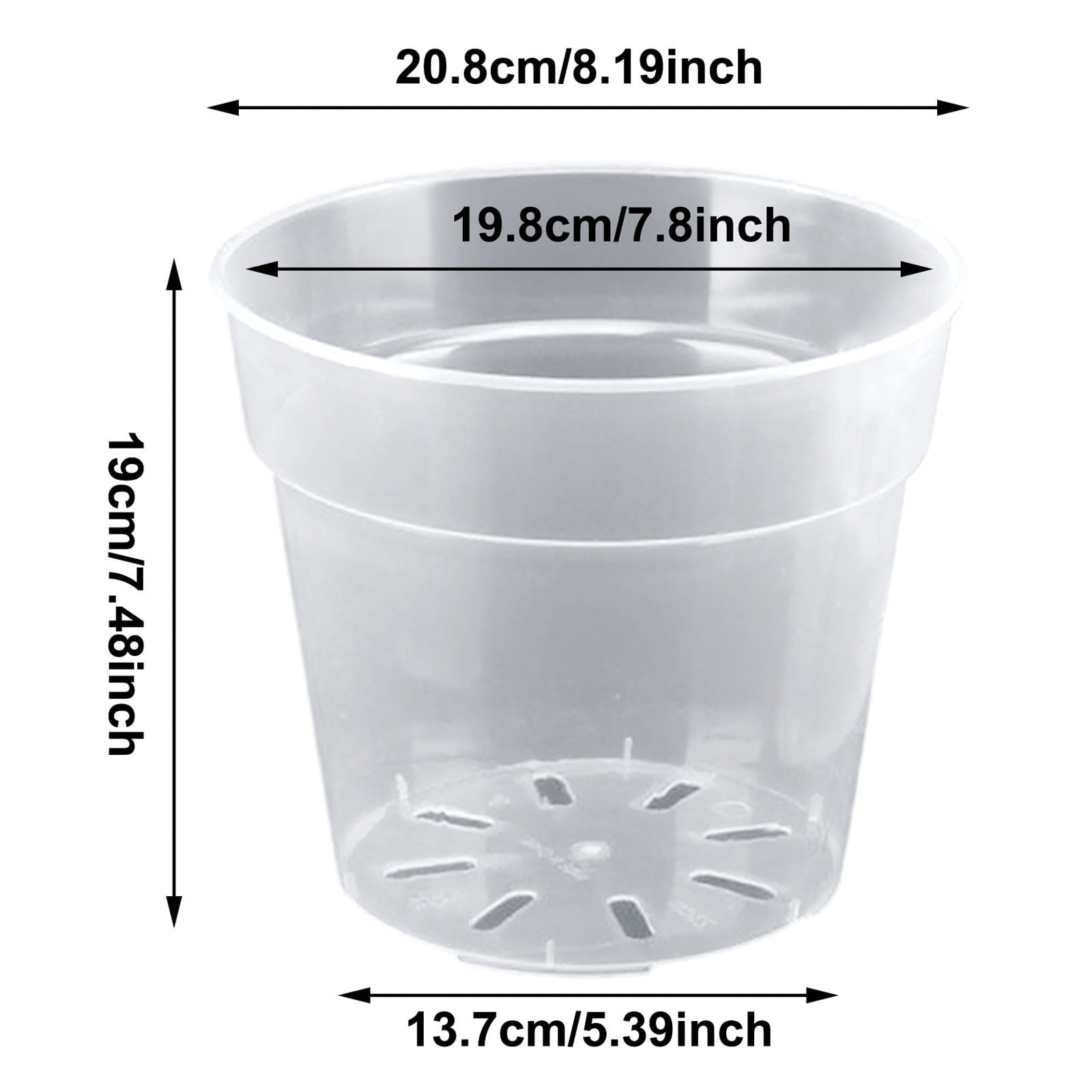 5 Pack 8 Inch Clear Nursery Pots, Transparent Pots with Drainage Holes, Starting Containers for Succulents Orchids Indoor Outdoor Gardening