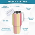 thumbnail image 2 of Yayeee 30oz Stainless Steel Tumbler with Straw and Handle Double-Wall Insulated Travel Water Bottle, Pink and Yellow Striped Pattern, 2 of 8