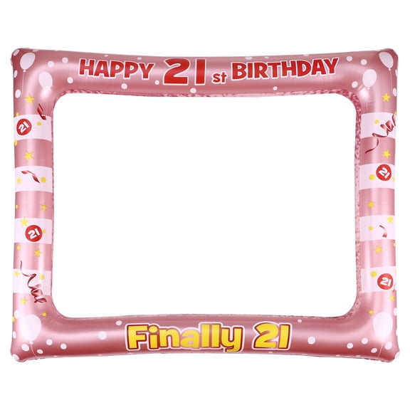 2 Pack Birthday Inflatable Photo Frame Props PVC Party Supplies for 21st Celebration and Photo Booth Fun