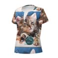 thumbnail image 2 of Naloa Playful Cat Print T-Shirts Short Sleeve V Neck Tees for Women Fashion Tops Trendy Lightweight Soft Casual Summer Outfits Clothes, 2 of 5
