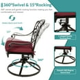 thumbnail image 4 of MEETWARM 9-Piece Outdoor Patio Dining Set for 8, All Weather Cast Aluminum Patio Funiture Table and Chairs Set- 94.5” Rectangular Table and 8 Cushioned Swivel Rocker Chairs, Umbrella Hole, Chili Red, 4 of 8