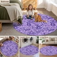 thumbnail image 3 of Round Rug 5ft Area Rug, Paisley Floral Vintage Ethnic Area Rugs for Living Room Bedroom, Abstract Geometric Purple Floor Mat Non-Slip Non-Shedding Carpet Indoor Accent Rugs, 3 of 9