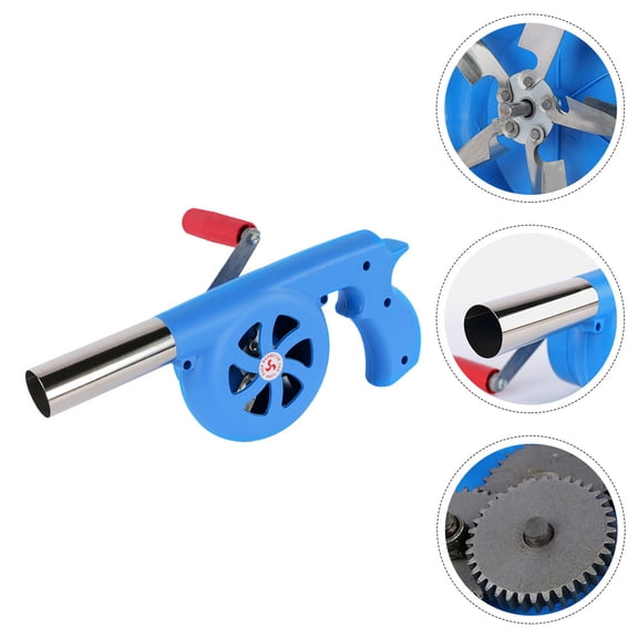 SOPOTUTU Blue BBQ Blower for Outdoor Camping and Picnics Made of Durable ABS Practical Fire Blowing Tool 3.5x3.5x9.5 inches
