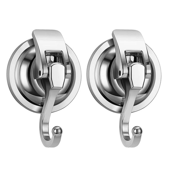 2Pack Heavy Duty Vacuum Suction Cup Wreath Hanger Silver-Plated Plished Hooks Reusable Without Punching for Towel