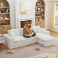 thumbnail image 3 of Dreamzie 107" Sectional Sofa,L-shaped Sectional Sofa Comfy Cloud Couch with Pillows, 4 Seater Modular Sectional Sofa, Warm White, 3 of 7