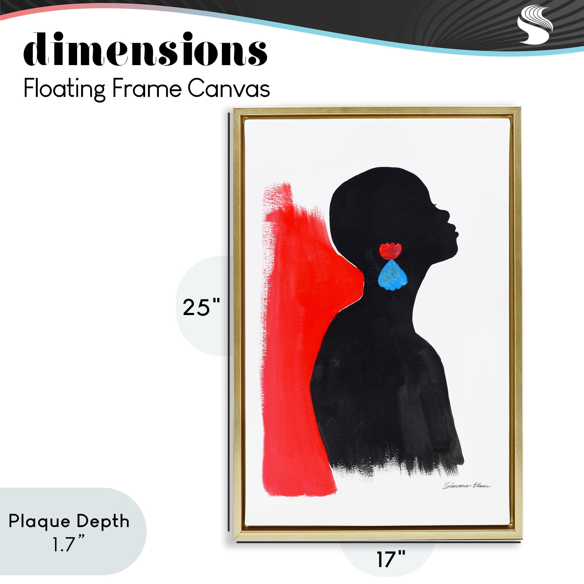 Stupell Industries Dreaming In Color Gold Framed Floater Canvas Wall Art, design by Simone Elum