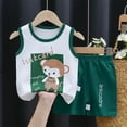 thumbnail image 3 of Odeerbi Toddler Boys Girls 2 Piece Outfits Cartoon Cotton Tank Tops Shorts Set Summer Clothes Children's Casual Sleeveless Pullover Set Green, 3 of 3
