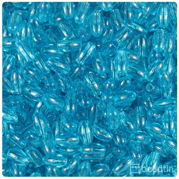 BeadTin Turquoise Transparent 9mm Oat Plastic Beads (500pcs)