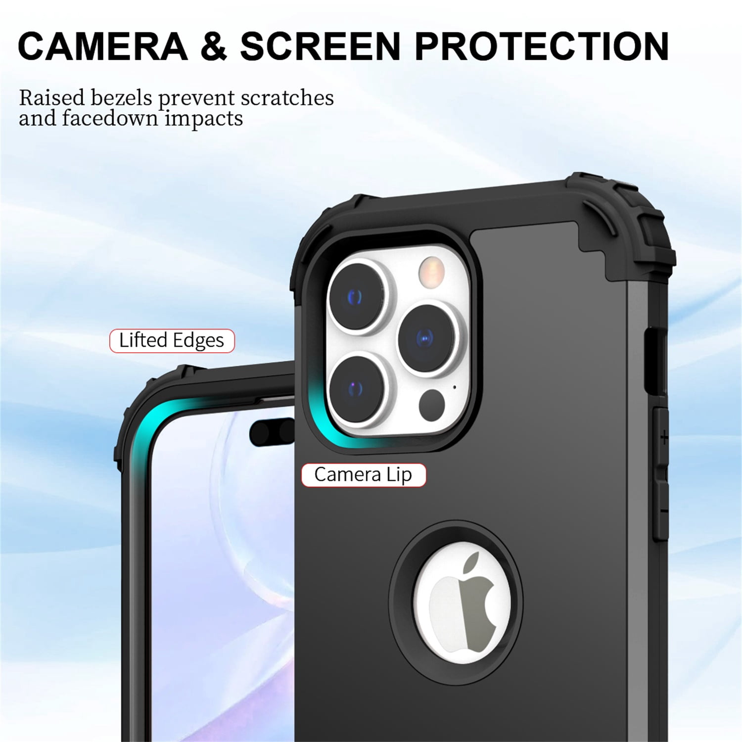 Allytech Phone Case for iPhone 14 Pro 6.1" 2022, Soft TPU Bumper + PC Hard Back [4 Corners] Shockproof Protection Heavy Duty Cover for iPhone 14 Pro 5G, Black