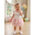 thumbnail image 6 of RUINIXCW Baby Girl First Birthday Cake Mesh Outfit 1st Birthday Clothes One Years Old Rainbow Sprinkles Fly Sleeve Romper Tulle Tutu Skirt Headband 3 Piece Set, 6 of 9