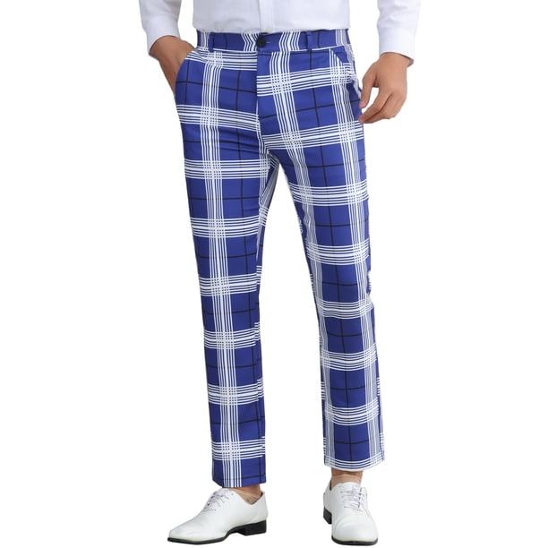 Pantalones de vestir a cuadros INSPIRE CHIC para hombres, chinos de frente plano, colores contrastantes, pantalones de negocios