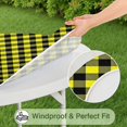 thumbnail image 5 of Yellow Black Checkerboard Checkered Pattern Round Fitted Tablecloth with Elastic Edge,Dining Table Cover Waterproof,Outdoor Round Tablecloth for Camping,Dining,Indoor and Outdoor, 5 of 7