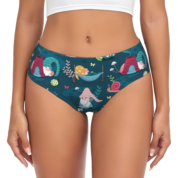 Fotbe Garden Gnomes In Flower Calzones Estampados para Mujer – Ropa Interior de Algodón, Cómoda, Suave y Elástica-Small