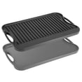 thumbnail image 1 of Hiorucet Cast Iron Reversible Griddle for Gas Stove,Charcoal/Gas Grill and Open Fire Oven, Double Burner Grill Pan Stove Top Pan, 1 of 1