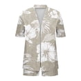 thumbnail image 4 of YueHuiYing Women's Two-Piece Shirt Sets Short Sleeve Summer Casual Linen Shirt Elastic Waist Short Sets Outfits, 4 of 5