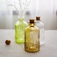 thumbnail image 4 of 3PCS Vintage Embossed Clear Glass Bottle, Apothecary Style Flower Bud Vase, Essential Oil Diffuser Bottles with Cork Lid Vase Floral Decorative Centerpiece for Home Wedding Party Event Office, 4 of 6
