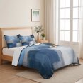 thumbnail image 5 of Twin XL Quilt Set 68''x98'', Navy Blue Ombre Lightweight Summer Bedspread Coverlet Set with 2 Pillow Shams, Modern Oil Painting Geometric Breathable All Season Quilt Bedding for Dorm/Guest Room, 5 of 9