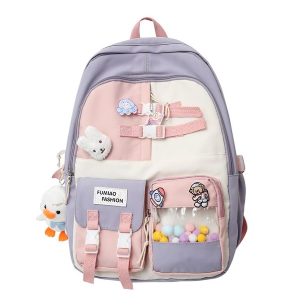 Mochila escolar con contraste de colores para hombre y mujer, de gran capacidad bolso de hombro, elegante, informal, de viaje Fivean unisex