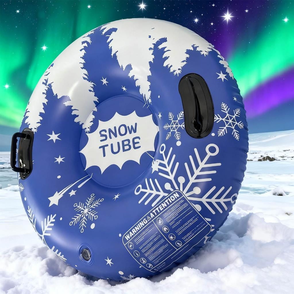 Osdhezcn Inflatable Snow Tube Sled with Handles Inflatable Ski Rings PVC Sledding Tube Protable Winter Snow Sledding Toy