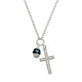thumbnail image 2 of Delight Jewelry Silvertone Hot Blue Dots on Black Spinner I Have Plans for You Engraved Cross Zoey Necklace, 28", 2 of 4