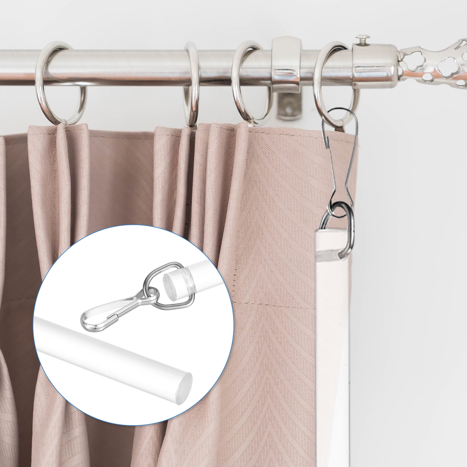 6 Pack 17" Acrylic Drapery Wand, Invisible Curtain Pull Rod with Hook, Universal Tilt Wand Replacement Part for High Hanging Curtain Opening-Closing, Clear