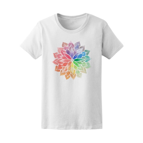 Rainbow Watercolor Lotus Mandala Women T-Shirt - Image by Shutterstock, Female Large