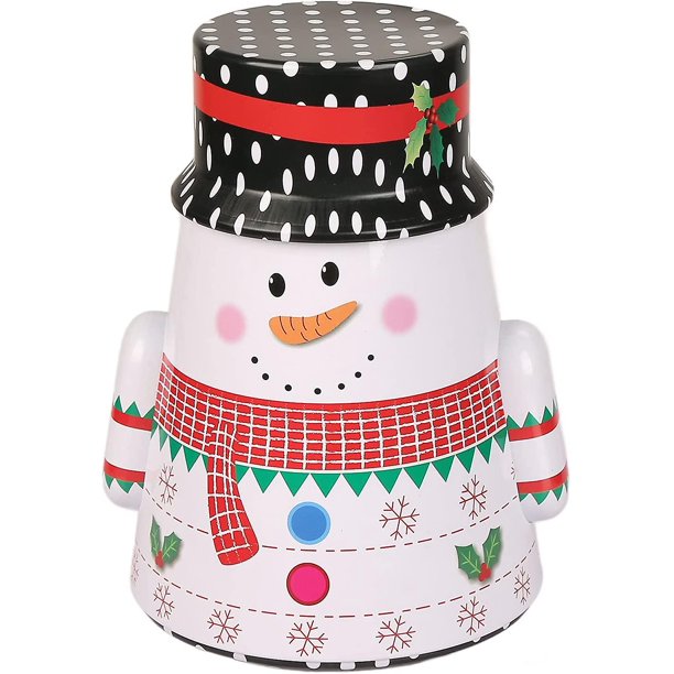 Caja de almacenamiento de Navidad, Caja de hierro para dulces de Navidad Caja de almacenamiento de latas de dulces de muñeco de nieve de Papá Noel (blanco) (1 unidad)
